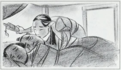 scurviesdisneyblog: Mulan storyboard art by Dean Deblois“This scene was handed to Dean as a single s