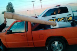 high-c4-president:  Mexican police have confiscated an improvised cannon that they say was used to fire packages of marijuana across a border fence into California.