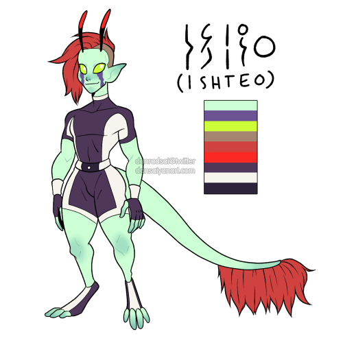 figured out my aliensona !!  aer name is ishteo (provided the name written in aer language as well) 