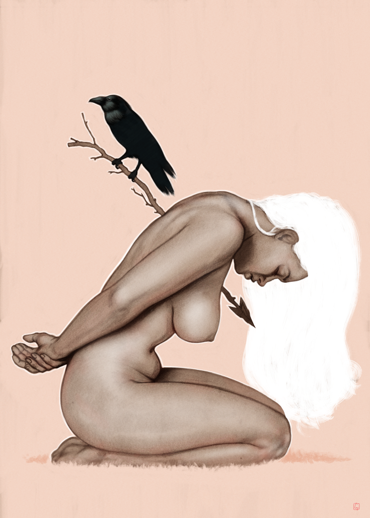 alexandergrahovsky:  &ldquo;Crow &amp; Arrow&rdquo; 50x70 mixed mediaView