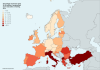 Percentage of persons in Europe aged 20-24 neither in employment nor in education or training, 2016.