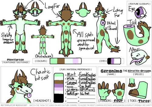 Remade Geronimo’s Ref Sheet! I Love This One So Much More Than The First One, And This One Is Fursuit