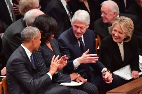 19751011: 2018/12/05 Bill Clinton and Hillary Clinton at the state funeral service of former Preside