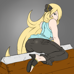 Reliusmax:  Sketch Commission For A Friend On Da Of Cynthia From Pokemon*Flat Coloured*