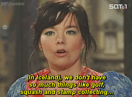 howtobeafuckinglady:melodieux-perroquet:Björk talks hobbies in Iceland on Die Harald Schmidt Show, J