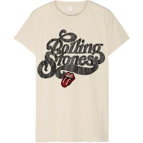 MadeWorn Rolling Stones appliquéd printed cotton-jersey T-shirt ❤ liked on Polyvore (see more roll t