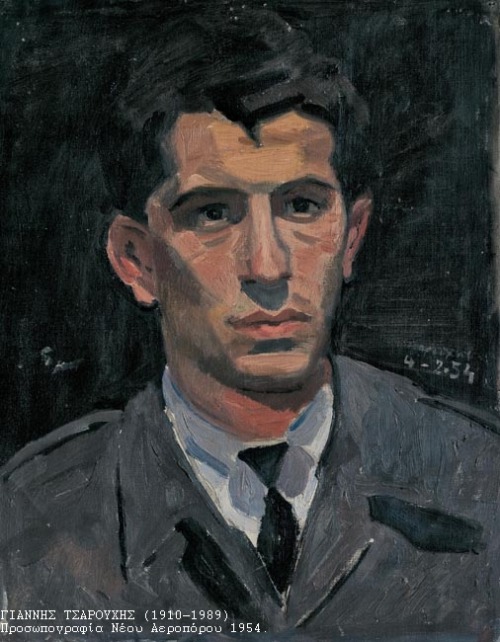 yiannis-tsaroychis:  Portrait of a young aviator, 1954, Yiannis Tsaroychishttps://www.wikiart.org/en/yiannis-tsaroychis/portrait-of-a-young-aviator-1954