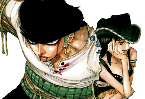 zorobinkiss: One Piece color spread ch 516 - Zoro &amp; Robin - First Apparition 