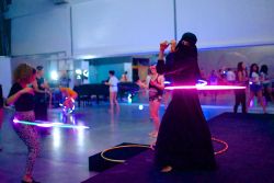 mysuperheromag:   A Saudi girl hula hooping while wearing Niqab and Abaya. 
