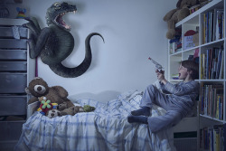 ollie-otter:  littlelimpstiff14u2:  Bedroom Monsters Series With his series entitled &ldquo;Terror&rdquo;, the photographer Laura Fauvel offers a superb illustration of kids nightmares materialized. Recalling the famous monster hiding under the bed, these