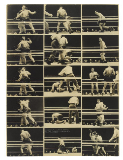 swanngalleries:  Joe Louis-Primo Carnera fightJune 1935Louis dispatched the Italian giant (6 feet, 6 inches) in the sixth round having knocked him down three times. The fight was called as a ‘humanitarian act.’ Louis was cheered as a hero, in that