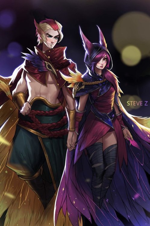 Rakan and Xayah by STEVE-Zheng