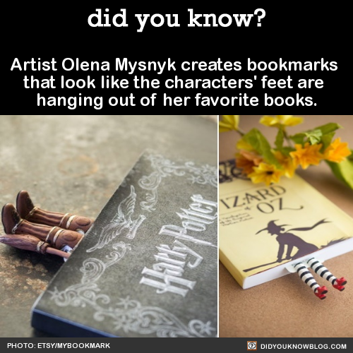 did-you-kno:  Artist Olena Mysnyk creates bookmarks  that look like the characters’