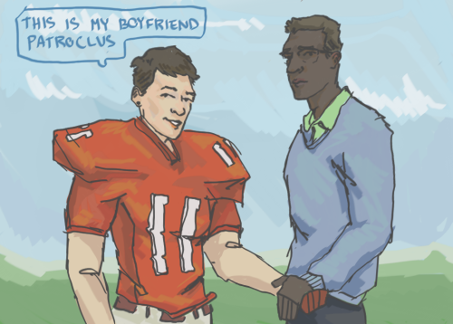 bromir: some more college football au in which achilles is korean and patroclus is black. botto