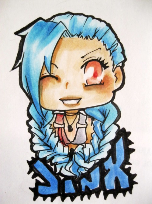 CUTIE CHIBIS WITH COPIIICCSS I drew this the same day that Jinx were announced, but how I’m very lazy I take photos of it today :D Sorry for the bad quality, I swear that it live is really better ;_;