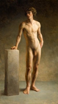 gay-art-and-more:  uranist-art:   Elizabeth Zanzinger – Artiste américaine (U.S.)  Nate (Academic Nude / Nu académique)  Une peinture hyperréaliste d’un corps masculin nu, aux proportions parfaites. / A hyperrealistic painting of a naked male body,