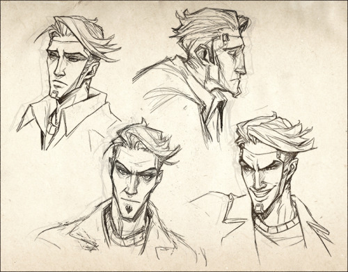 dapperowl:  dapperowl:  Some doobles.  The jack faces are mostly reffed from screen shots i liked for practice.  I know i drew Rhys’ port on the wrong side… pretend like i didn’t.  Hurp.  morning peeples 