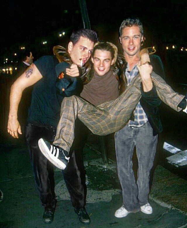 bitsandbobsandbookss:  Johnny Depp, Leonardo DiCaprio, and Brad Pitt (1990s)