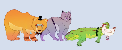 a bear, wolf, alligator, and chicken walk into a pizzeria and the rest is history