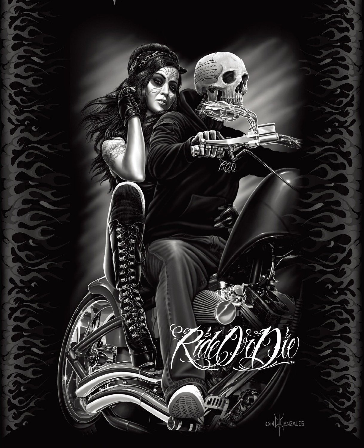 obsessedwithskulls:  Ride or Die Motorcycle Biker Babe Queen Size Luxury Royal Plush