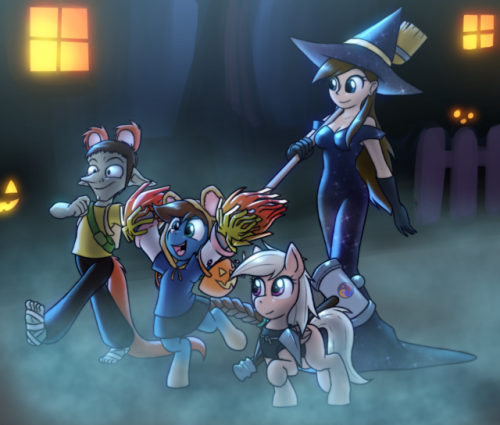 Halloween commission for LMTSK!  A rather eclectic lot trick or treating!  May their candy bounty be