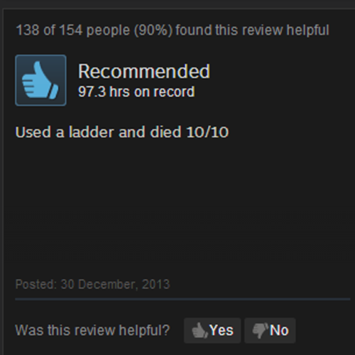 omega2669:  amish-mafia-jimmies-overlord:  vanehwasreal:  let’s talk about the steam reviews for the online horror game DayZ  I am dying oh my god.  