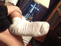 whitesocks78:  Some pics from a foot fag who is trying to earn his way to a place beneath our feet.  Nice work, boy.