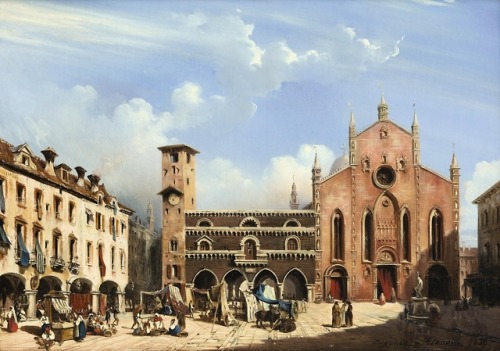 Eugène Flandin (1803–1876)Como, view of the Broletto and the old cathedral
