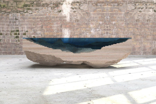 culturenlifestyle:  Stunning Table Displays the Ocean AbyssDesigned by the London based furniture design company Duffy London, the Abyss Table beautifully resembles the ocean’s depth and liquid texture with the aid of wood and sea-foam colored glass.