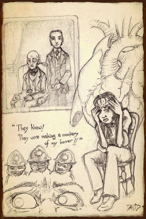 cpnblowfish:  Sketchbook of Poe’s Tell-Tale Heart by David Garcia Forés 