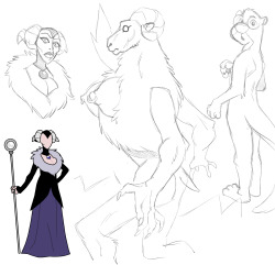 More sketches! Some kinda spooky sorceress and her fucked-up evil goat form. And otters.Always with the otters.