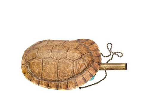 A tortoise shell gunpowder flask, 19th century.from Olympia Auctions