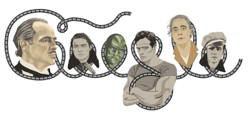 kurtmcrobert:  Today, April 3rd, would be Marlon Brando’s 90th birthday. This is the rejected doodle I pitched to Google to celebrate it. I wanted to illustrate Brando’s long acting career, picking a few of his most famous roles. From left to right,