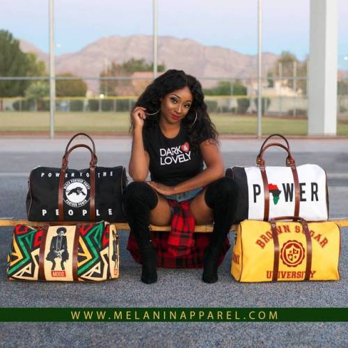 Check out our travel bag collection and our “Dark & Lovely” tee www.melaninapparel.c