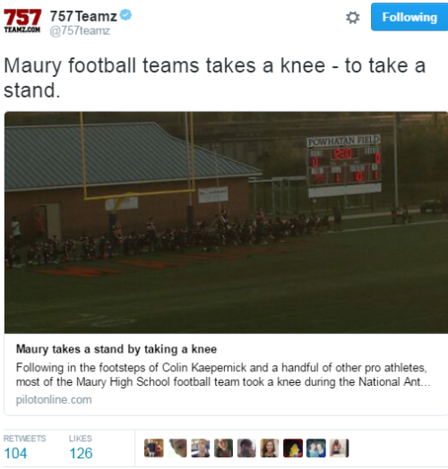 4mysquad: High school players across country kneel during national anthem #blacklivesmatter 