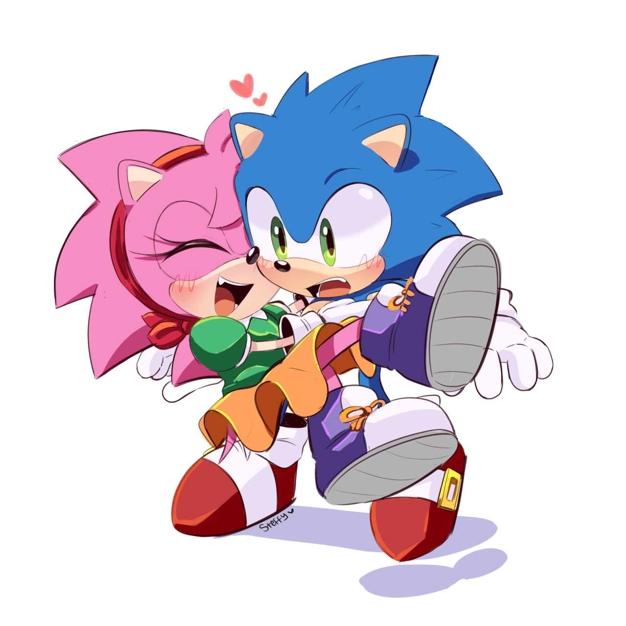 sonic the hedgehog and amy rose (sonic) drawn by steffybs