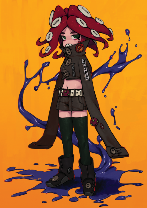 taiikodon:this is my piece for the @turfwarzine octoling bookbyeh