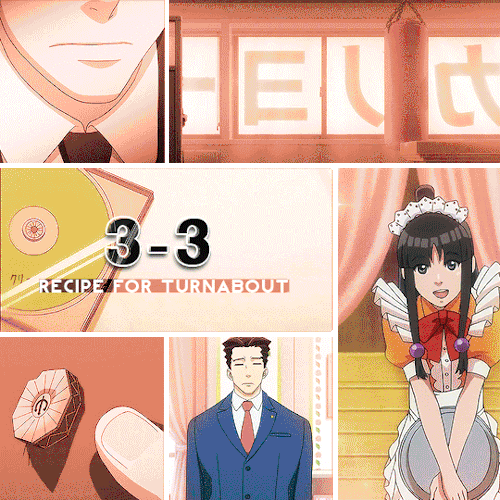 [ID A Five-part Ace Attorney Gifset, Showing Scenes From The Ace Attorney Anime’s Adaptions Of AA3′s