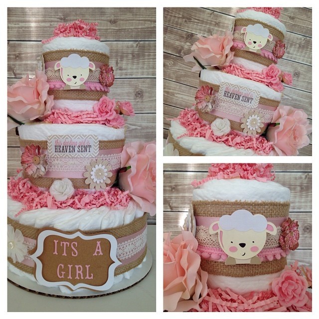 I love the way this custom #lamb themed diaper cake turned out! One of my favorites… #alldiapercakes #diapercake #diapercakes #baby