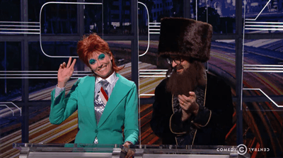 possiblestalker:April Richardson as David Bowie on At Midnight’s Halloween special. Killin’ it! She 