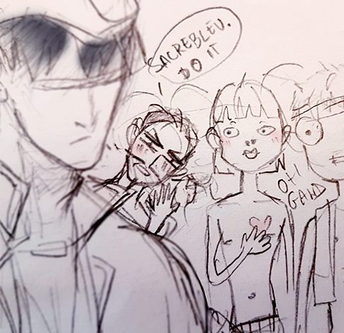 guanshanbabyfox:  ringo-smile:  Guanshan’s learning, part 2 (he’s a quick learner)Ｏ(≧∇≦)ＯI’ve just made lots of sketches during classes… XD   OMFG ! 