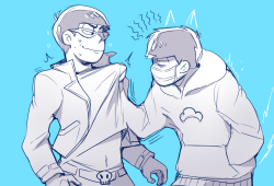 blacklimes:  Sorry to those not into osomatsu-san for all the fan art, forreal. /u\Have one of my favorite ineteractions on the show.In the very next moment Karamatsu starts tearing up a little.Looking tough is…Tough V-V