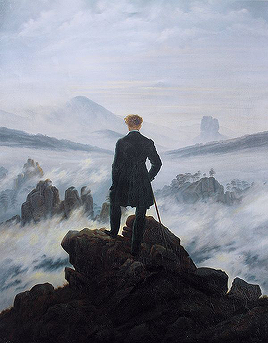 xvierdolan:‘der wanderer über dem nebelmeer’ by caspar david friedrich (1818) / in 