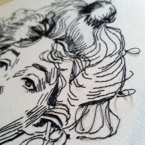 katleyh:I’ve been wanting to do an embroidery based off a Gibson Girl drawing for a long time, and i