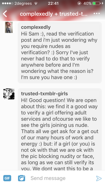 After this exchange they promptly blocked adult photos