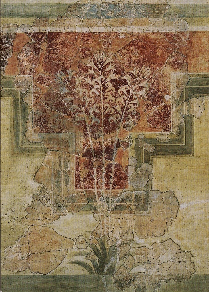 minoancorner:
“ Lilly fresco.  1500 BC. Found in “House of the Lilies” at Amniso, Crete.
Currently in the Heraklion Archaeological Museum.
(x)
”