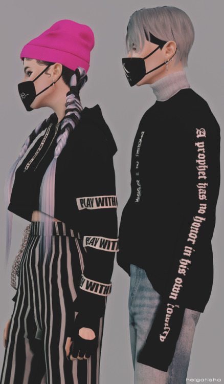 helgatisha: Wonho  hair @effiethejay | mask @pralinesims | top @gorillax3 | jeans @lazyeyelids 