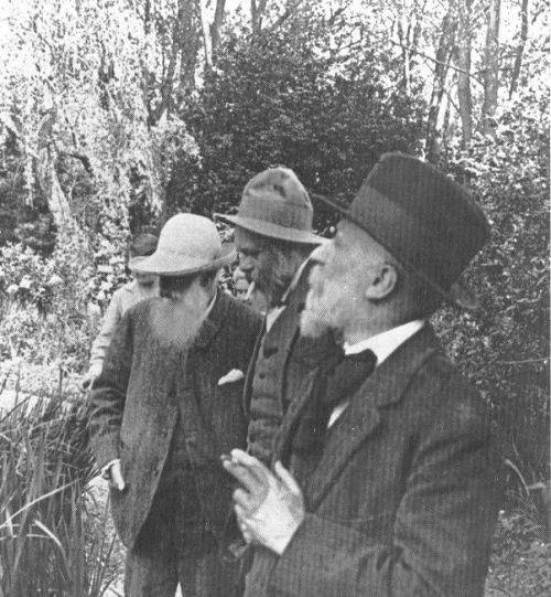 Claude Monet, Ker-Xavier Roussel and Édouard Vuillard at Ginevry, 1920. Photographer unknown to me