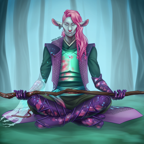 an illustration of caduceus clay for the winner of my twitter raffle!