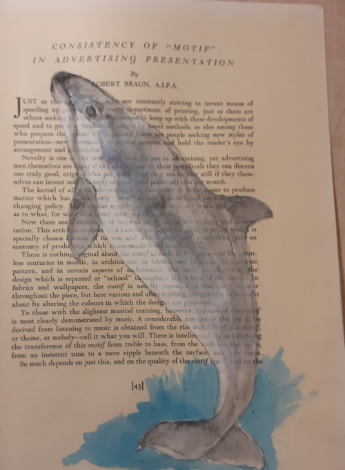 electricnik:Vaquita. Watercolour on recycled book page.